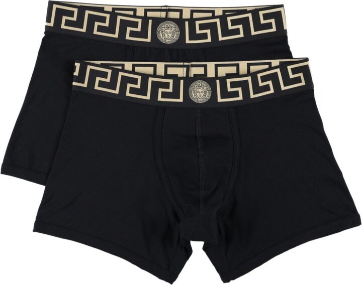 Versace Greca Border Long Boxers (pack Of Two)