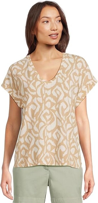 Tommy Bahama Kauai Inlet Ikat T-Shirts Women's Clothing Golden Honey : MD (US 8-10), Cotton/Modal/Spandex