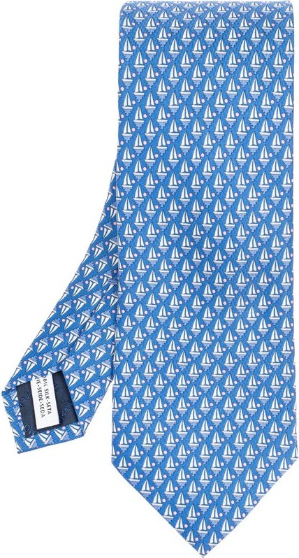 Ferragamo Sailboat Printed Tie