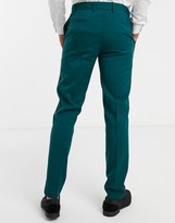 Thumbnail for your product : ASOS DESIGN skinny tuxedo suit trouser in forest green