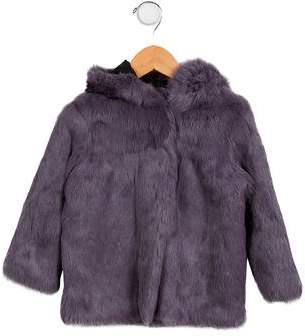 Adrienne Landau Girls' Hooded Fur Jacket