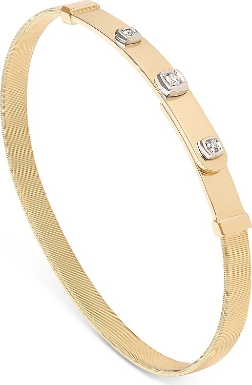 Marco Bicego 18K Yellow Gold Masai Diamond Station Coil Thin Bangle Bracelet