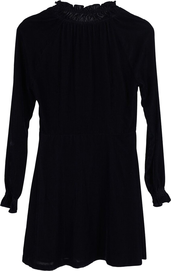 Maje Rilea Velvet Mini Dress in Navy Blue Polyester