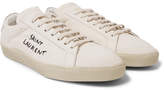 Thumbnail for your product : Saint Laurent SL/06 Leather-Trimmed Distressed Canvas Sneakers - Men - Cream