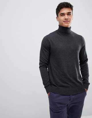 Burton Menswear roll neck jumper in grey