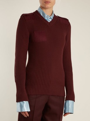 Martine Rose Ribbed-knit Cotton Sweatshirt - Burgundy