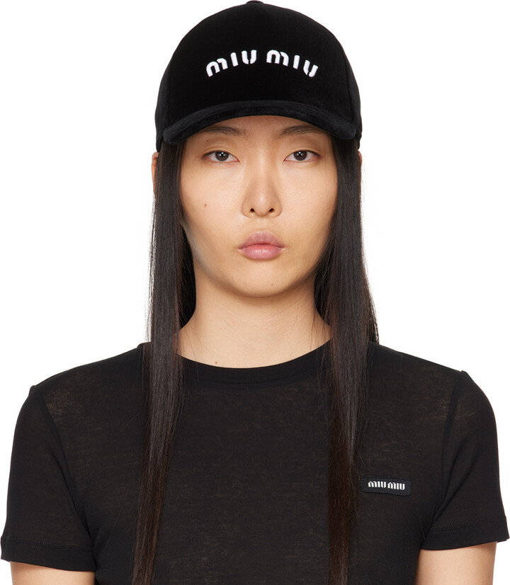 Miu Miu Black Velvet Baseball Cap - ShopStyle Hats