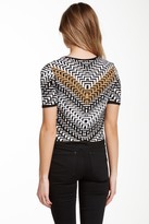 Thumbnail for your product : Romeo & Juliet Couture Geometric Cropped Jacquard Tee