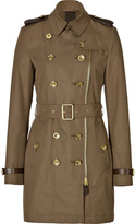 Thumbnail for your product : Burberry Cotton Gabardine Leather Trim Trench in Dark Khaki Green