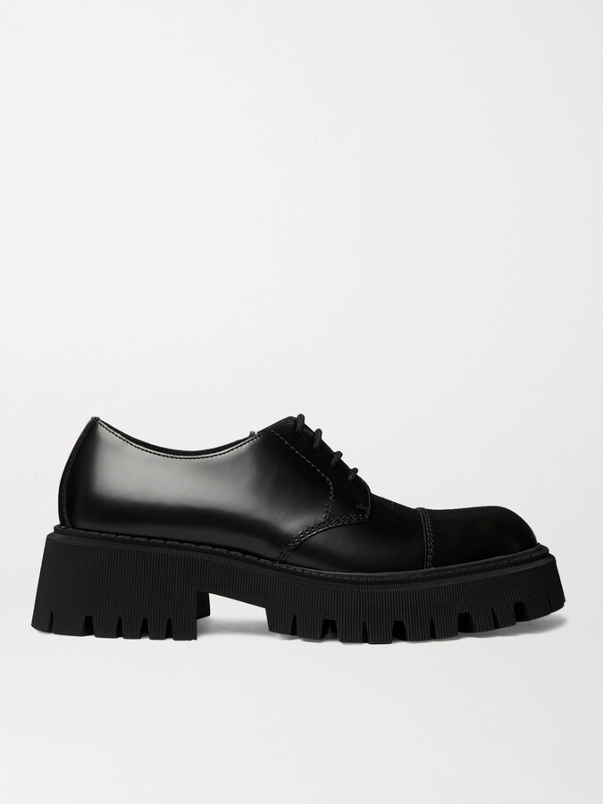 Balenciaga Tractor Logo-Debossed Leather Derby Shoes - ShopStyle
