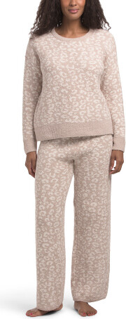 TJMAXX 2 Piece Crew Neck Long Sleeve Pullover With Wide Leg Pant For Women, Polyester