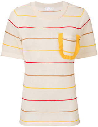 Sonia Rykiel striped frill chest pocket T-shirt