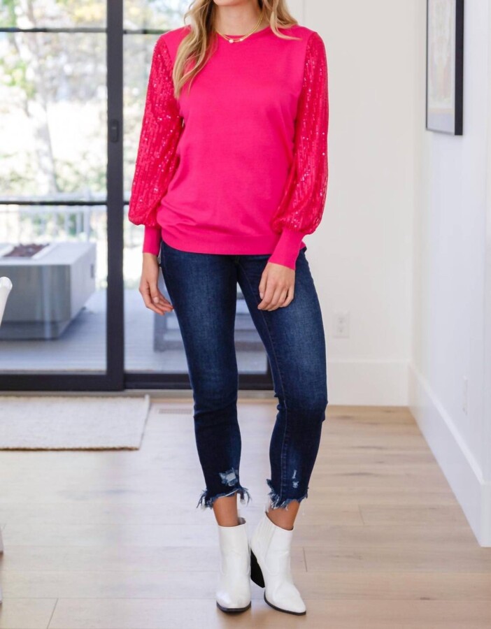 fuchsia sequin top