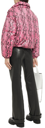 MSGM Quilted Faux Snake-effect Leather Jacket
