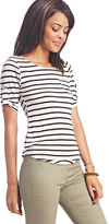 Thumbnail for your product : Wet Seal Must-Have Striped Tab-Sleeve Top