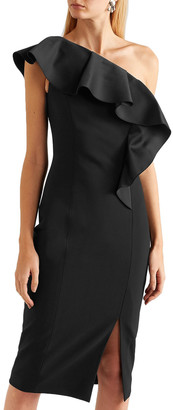 Michael Kors Collection One-shoulder Ruffled Wool-blend Crepe Dress