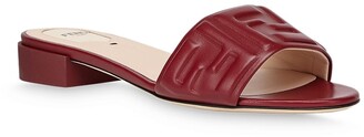 Fendi Embossed Logo Low Heel Slide Sandals