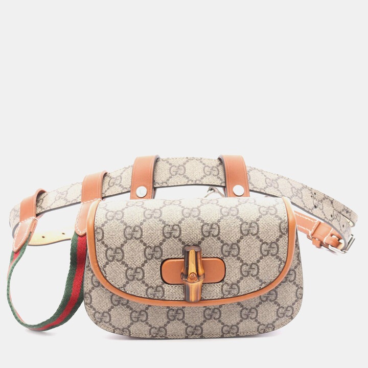 Gucci Mini GG Supreme Beige Web Bamboo 1947 Belt Bag