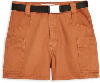 Topshop Belted Utility Denim Shorts
