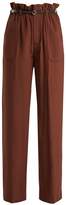 Thumbnail for your product : Chloé Silk Crepe De Chine Paperbag Waist Trousers - Womens - Dark Brown