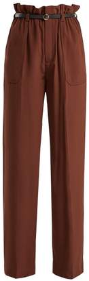 Chloé Silk Crepe De Chine Paperbag Waist Trousers - Womens - Dark Brown