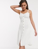 Thumbnail for your product : Brave Soul Petite karma button front broderie maxi dress in white