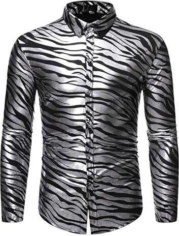 XIANO Mens Luxury Shiny Long Sleeve Shirts - ShopStyle T-shirts