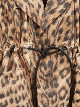 Victoria Beckham Drawstring-waist Leopard-print Shell Coat - Brown