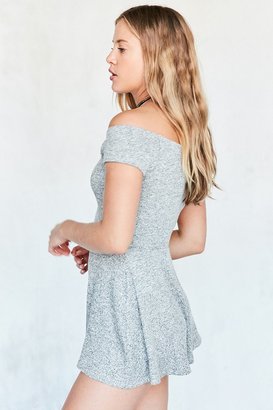 Silence & Noise Silence + Noise Cozy Textured Knit Off-The-Shoulder Romper