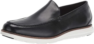 Cole Haan Original Grand Venetian (Black Leather/Optic White) Men's Slip on Shoes
