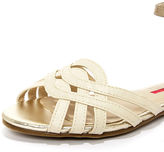 Thumbnail for your product : C Label Lili 1 Nude and Gold Ankle Strap Sandals