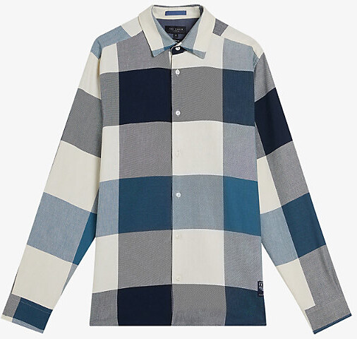 notley long sleeve large scale check shirt
