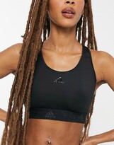 Thumbnail for your product : adidas Training glam medium support sports bra in black
