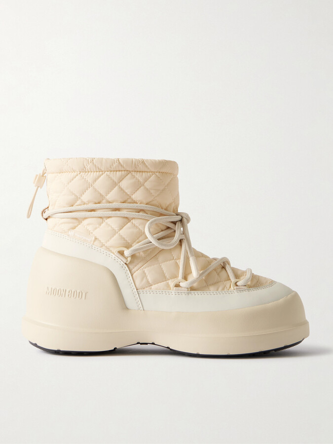Moon Boot Mezzaluna Mid Rubber And Quilted Shell Snow Boots - Cream