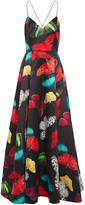 Thumbnail for your product : Alice + Olivia Pleated Printed Duchesse-satin Gown