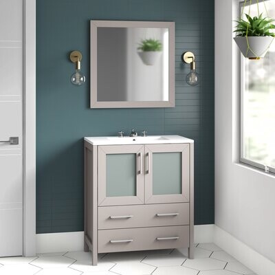 Single Bathroom Vanity Set With Mirror, Karson 36 Single Bathroom Vanity Set With Mirror