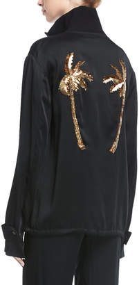 A.L.C. Monica Zip-Front Jacket with Sequined Palm Trees