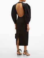 Thumbnail for your product : Sara Battaglia Open-back Balloon-sleeve Wool-blend Twill Dress - Black