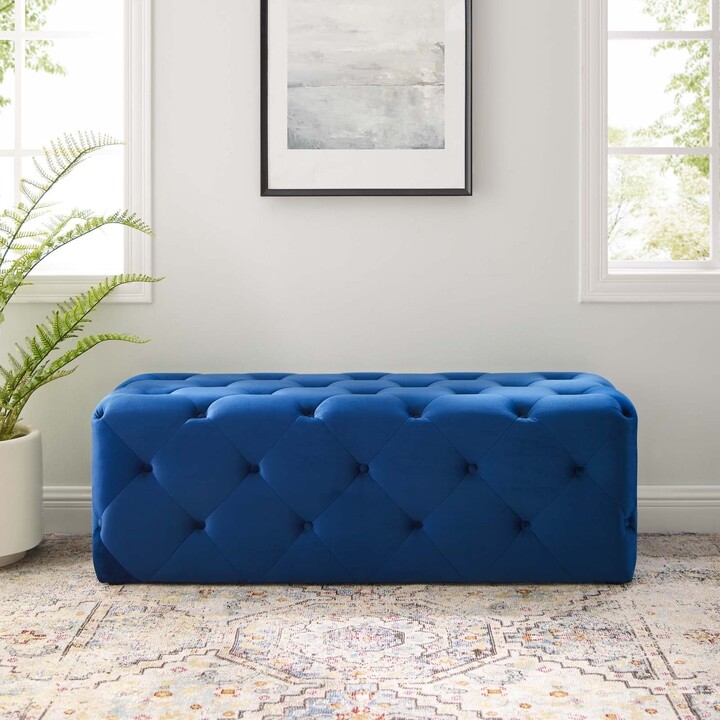 Carson Carrington Ullervad 48inch Button Tufted Entryway Velvet Bench