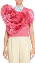 Thumbnail for your product : DELPOZO Floral Raffia Short-Sleeve Sweater, Hot Pink