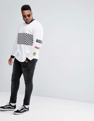ASOS Plus Oversized Long Sleeve T-Shirt With Checkerboard Print