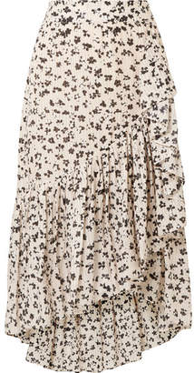 Ulla Johnson Gretchen Asymmetric Tiered Floral-print Cotton And Silk-blend Gauze Skirt