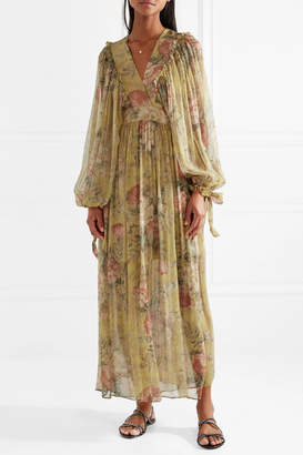 Zimmermann Melody Floral-print Silk-crepon Maxi Dress - Beige