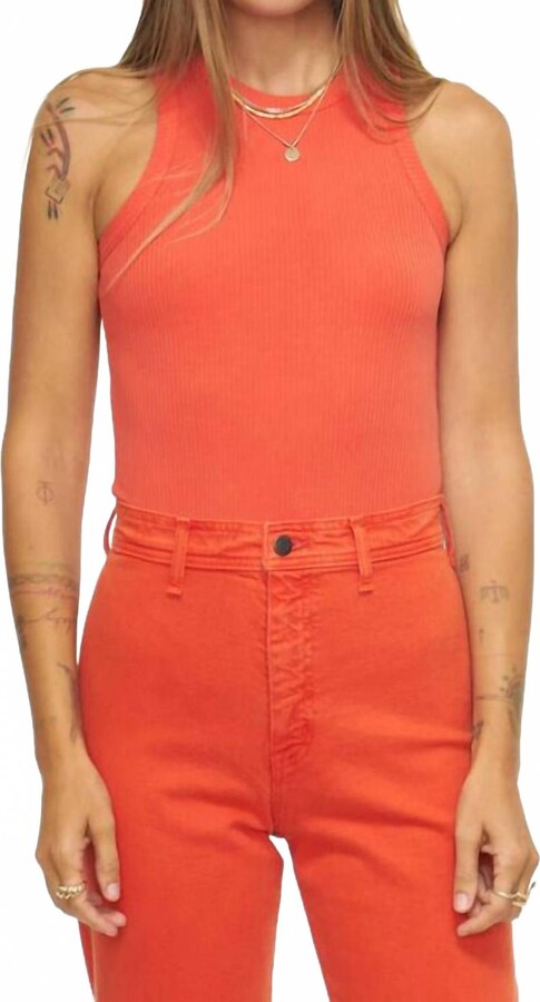 Pistola Denim Blake Crewneck Bodysuit In Flamingo