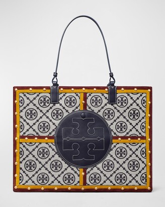 Tory Burch Ella T Monogram Studded Quadrant Tote Bag - ShopStyle