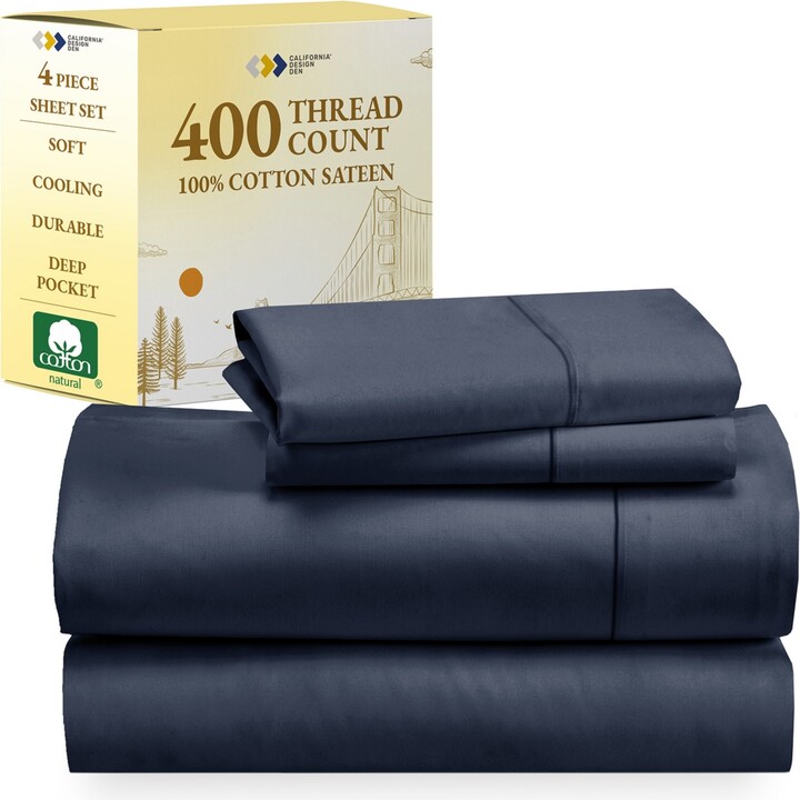 California Design Den Soft Cotton Sheet Set - 400 Thread Count 100% Cotton Sateen - King