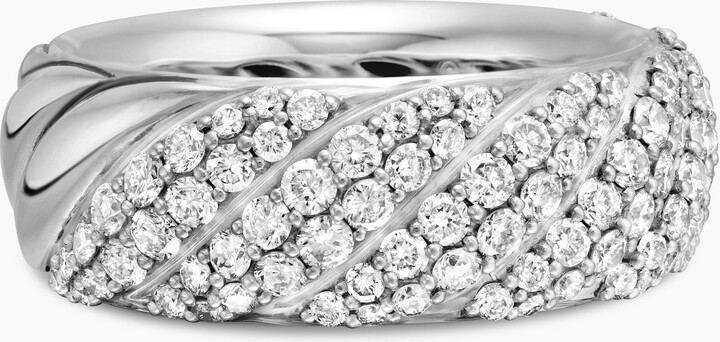 David Yurman Sculpted Cable Band Ring in Sterling Silver with Diamonds | Women's | Size 9