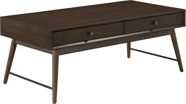 Weston Home Alcott Wood 2-Drawer Coffee Table, Dark Walnut Finish
