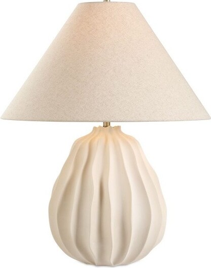 Uttermost UttermostJavaryMatteBeigeTableLamp–27.5"HPorcelainSculptedBasewithBrassAccents&LinenShade