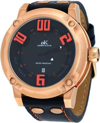 Adee Kaye #AK7281-MRG Men's 3-D Layer Black Dial Analog Leather Band Watch